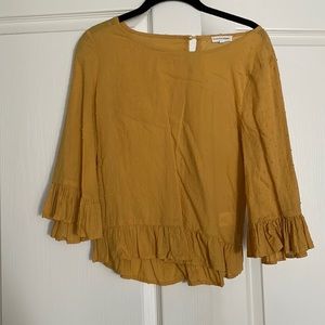 3 Quarter Sleeve Gold Linen Shirt